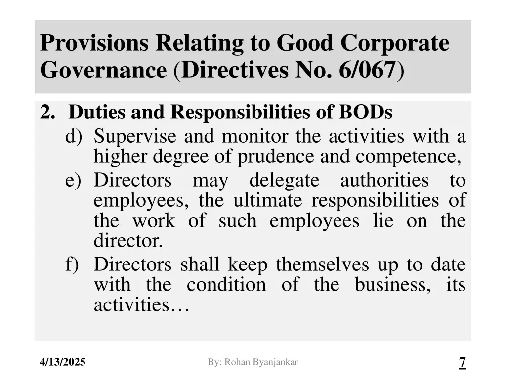 provisions relating to good corporate governance 3