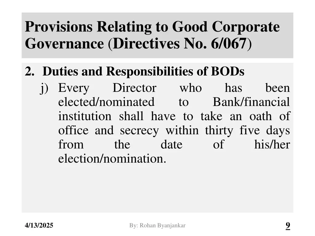 provisions relating to good corporate governance 5
