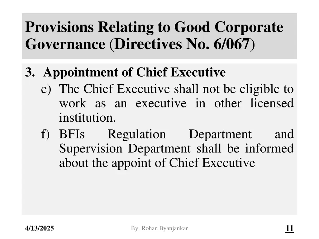 provisions relating to good corporate governance 7