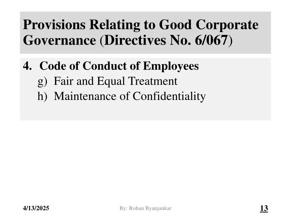 provisions relating to good corporate governance 9