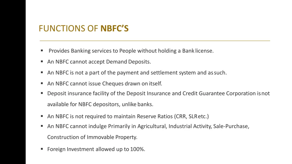 functions of nbfc s