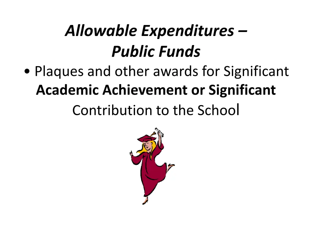 allowable expenditures public funds plaques