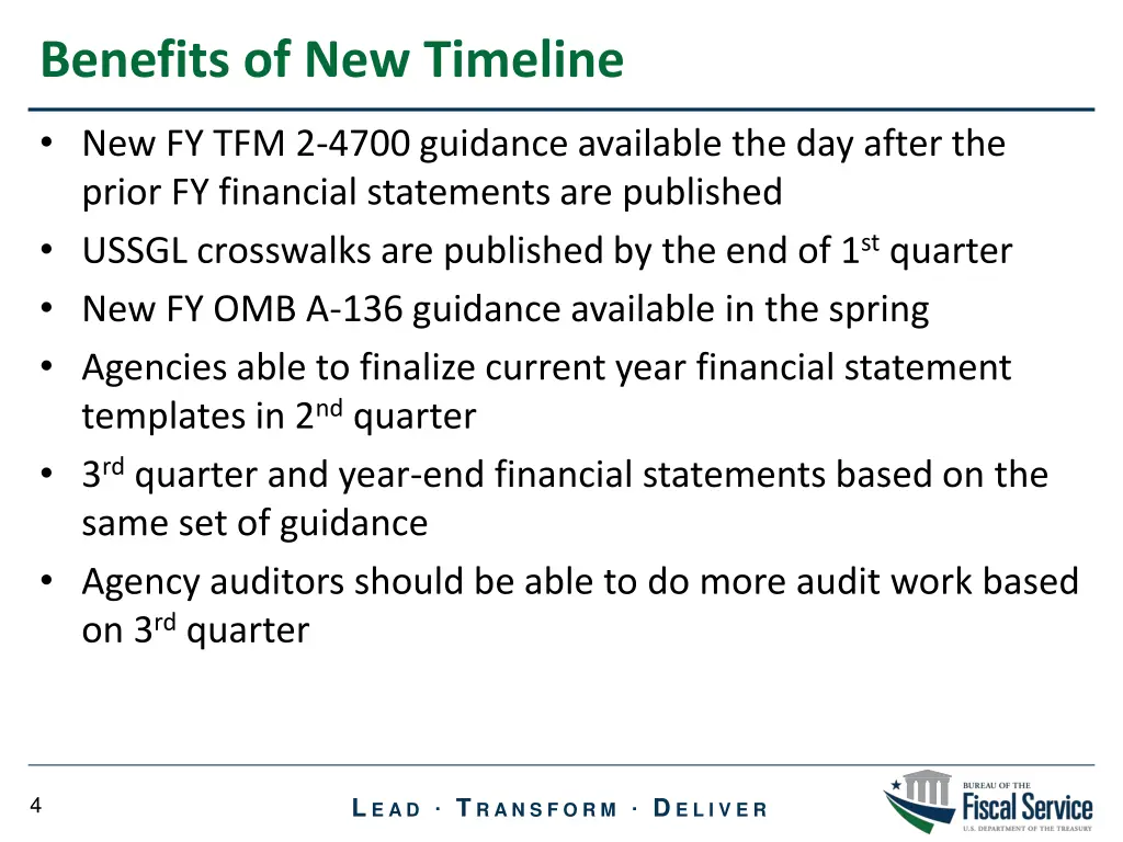 benefits of new timeline