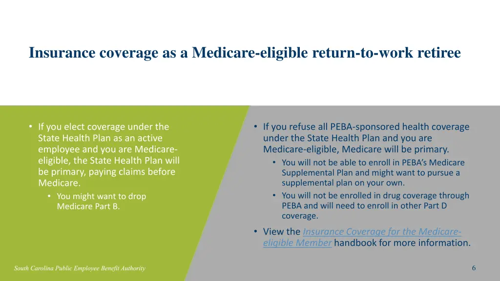 insurance coverage as a medicare eligible return