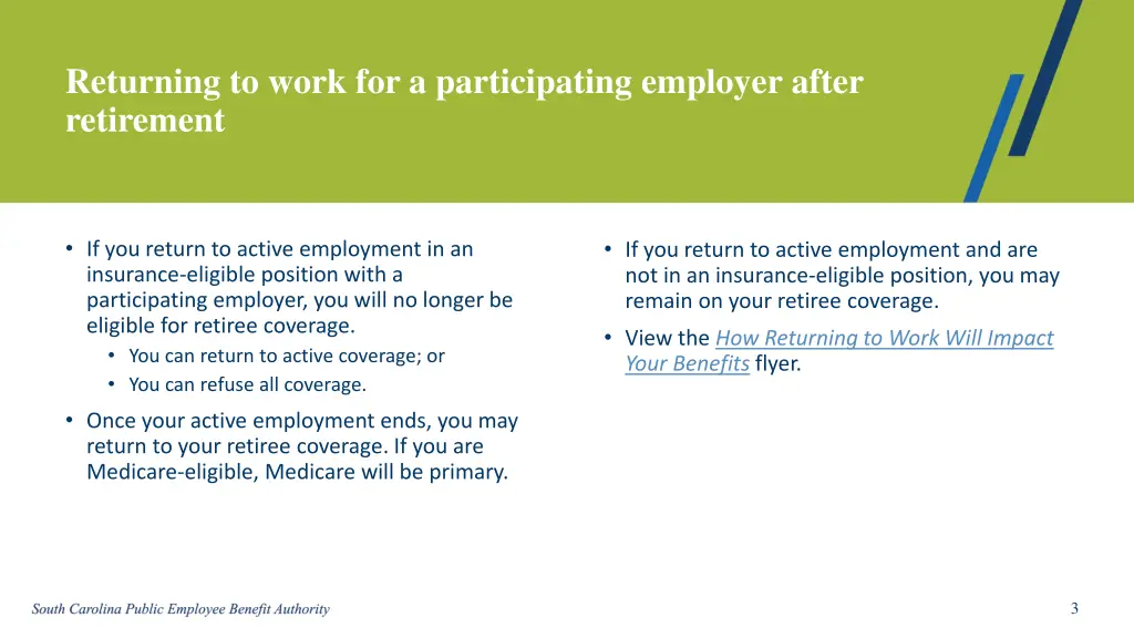 returning to work for a participating employer