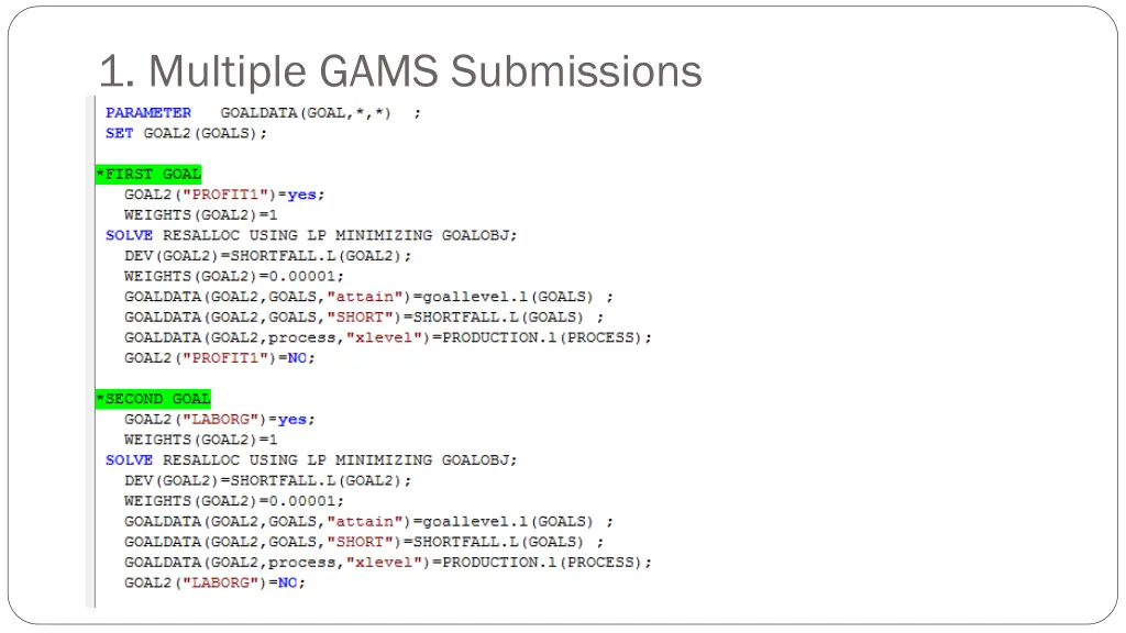 1 multiple gams submissions