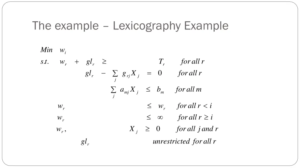 the example lexicography example