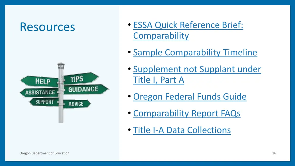 essa quick reference brief comparability