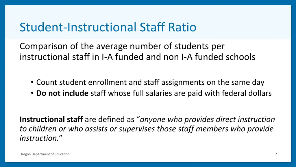 student instructional staff ratio 1