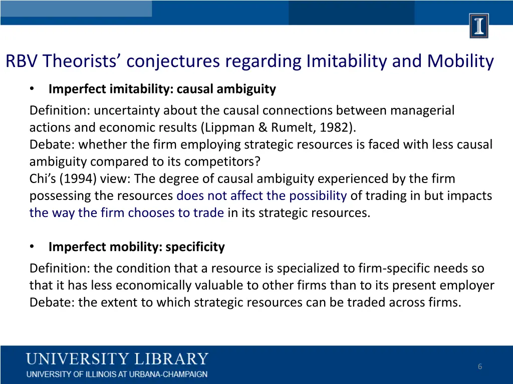 rbv t heorists conjectures regarding imitability