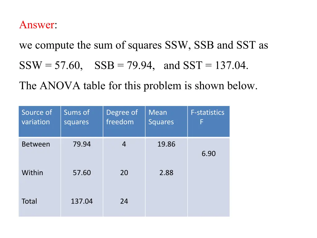 answer we compute the sum of squares