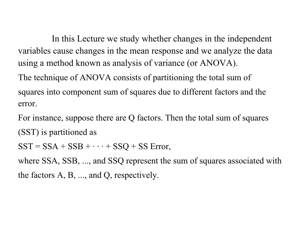 in this lecture we study whether changes