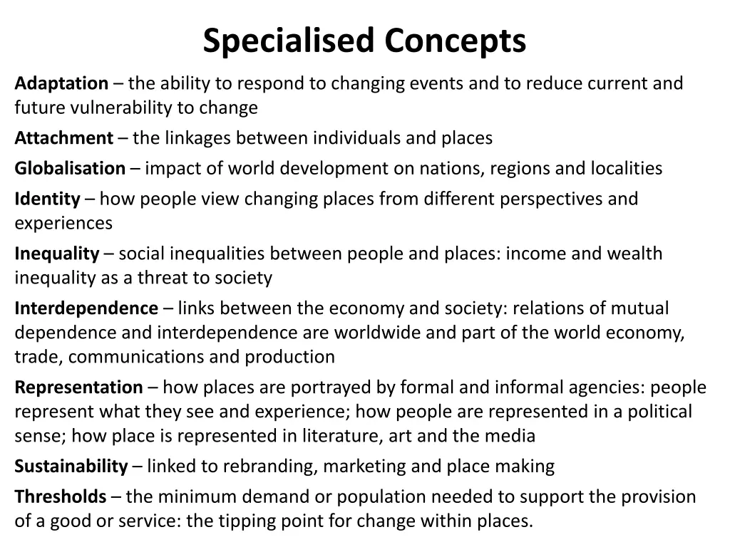 specialised concepts