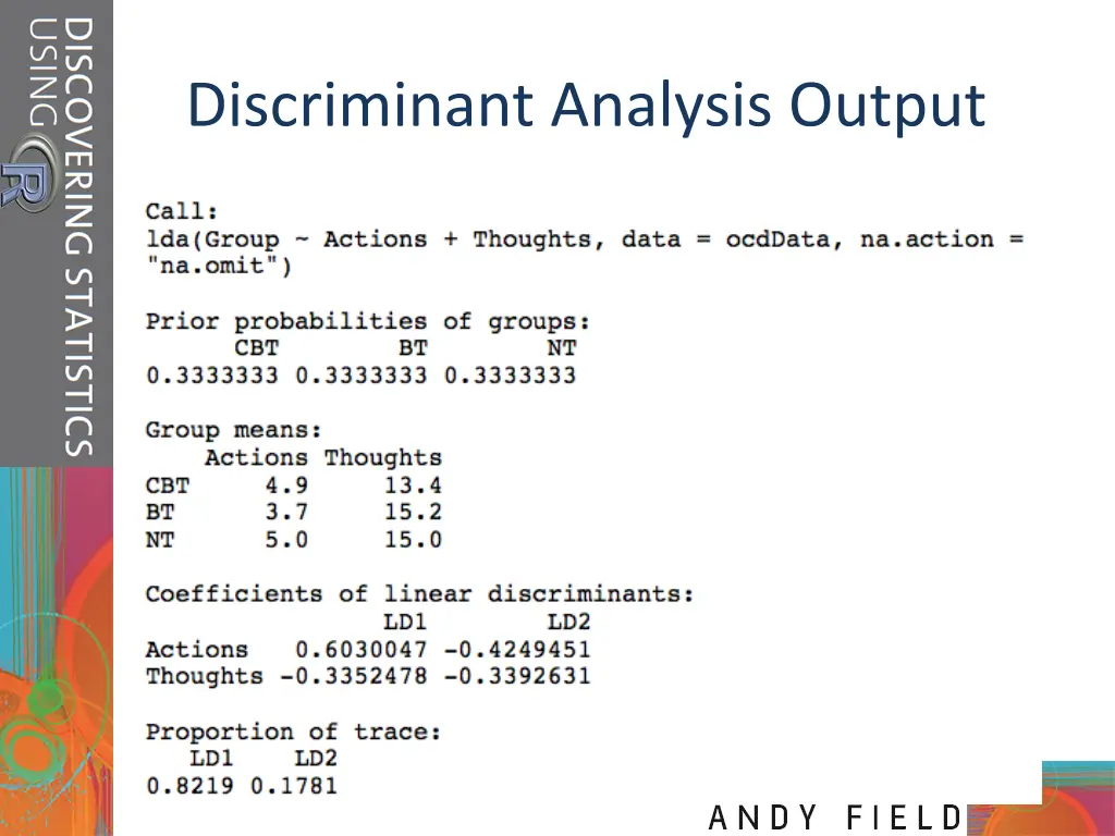 discriminant analysis output