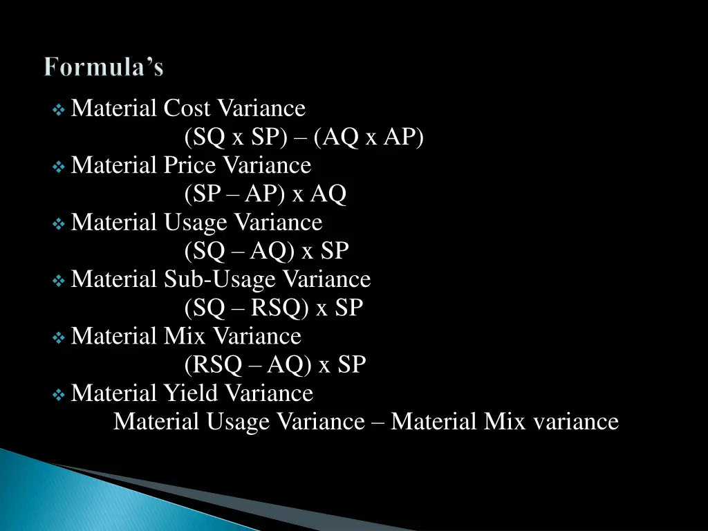 material cost variance material price variance
