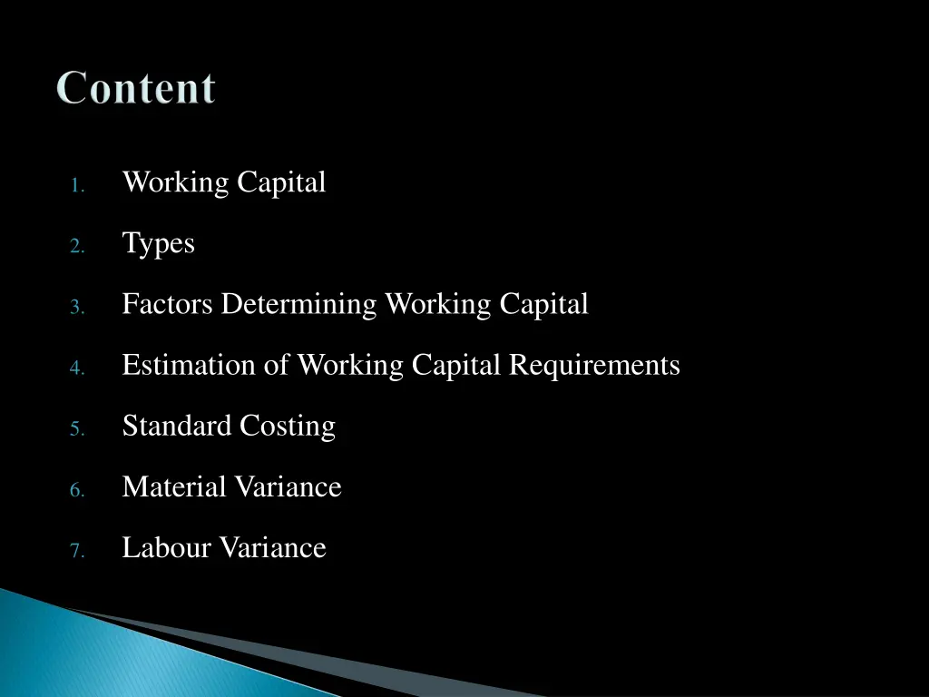 working capital