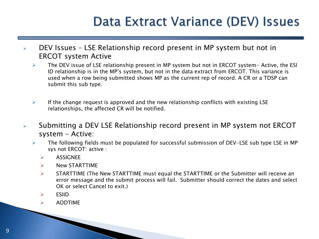 dev issues lse relationship record present