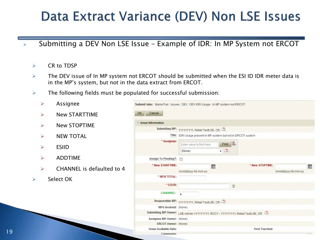 submitting a dev non lse issue example