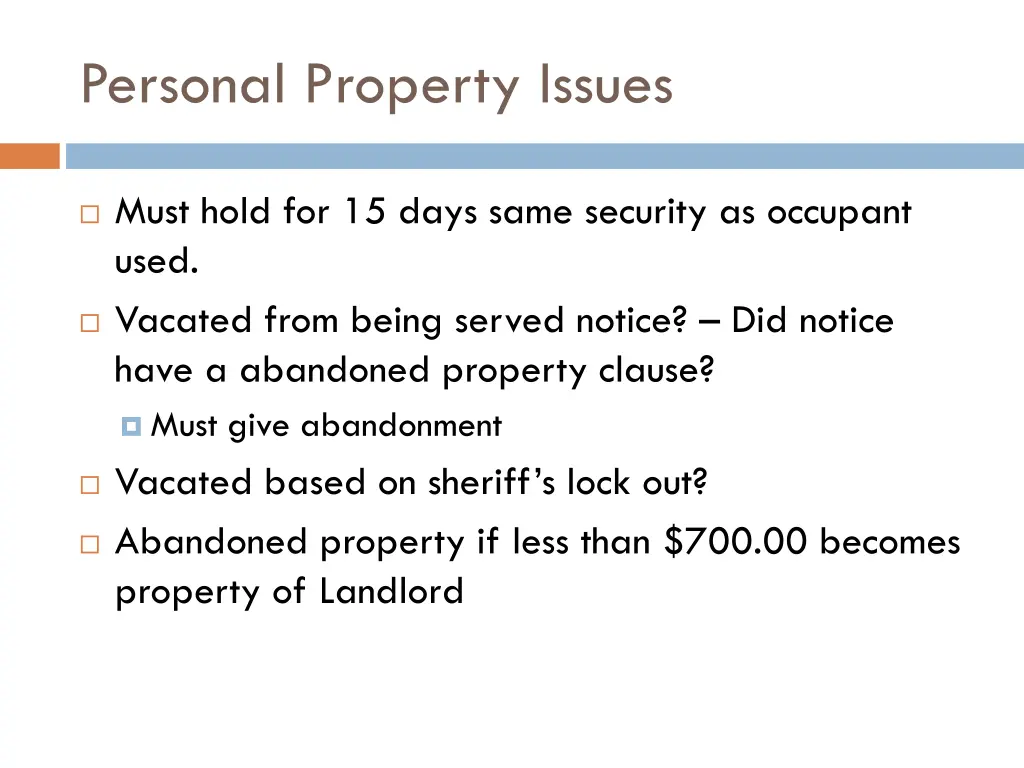 personal property issues
