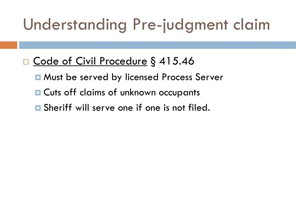 understanding pre judgment claim