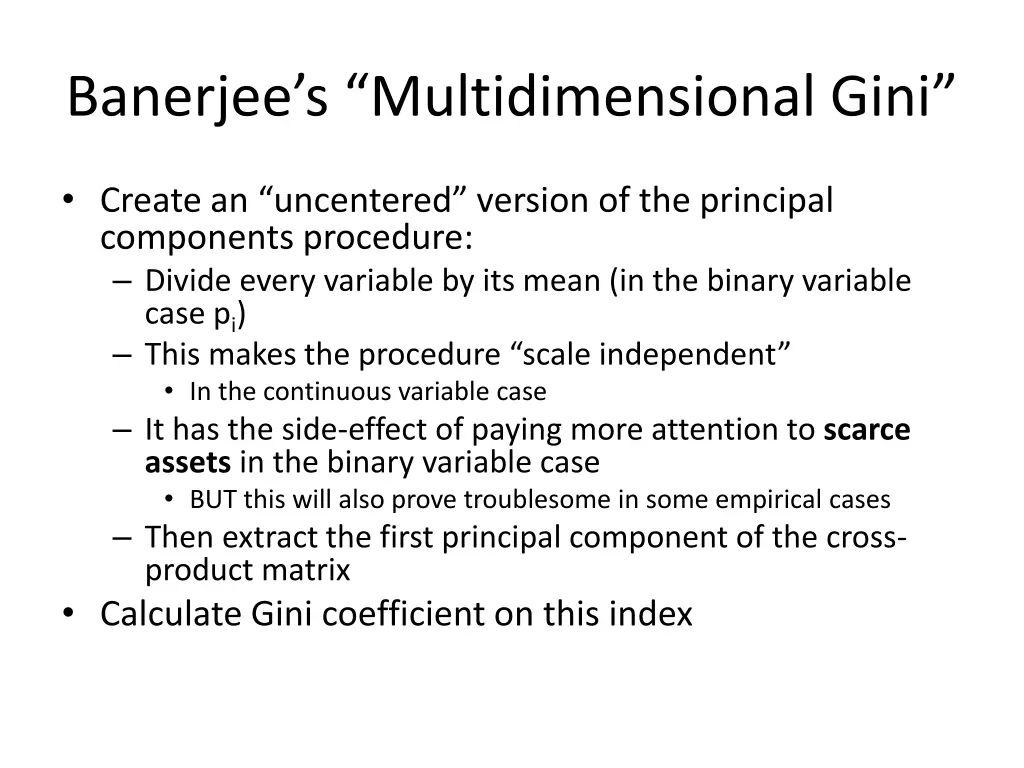 banerjee s multidimensional gini