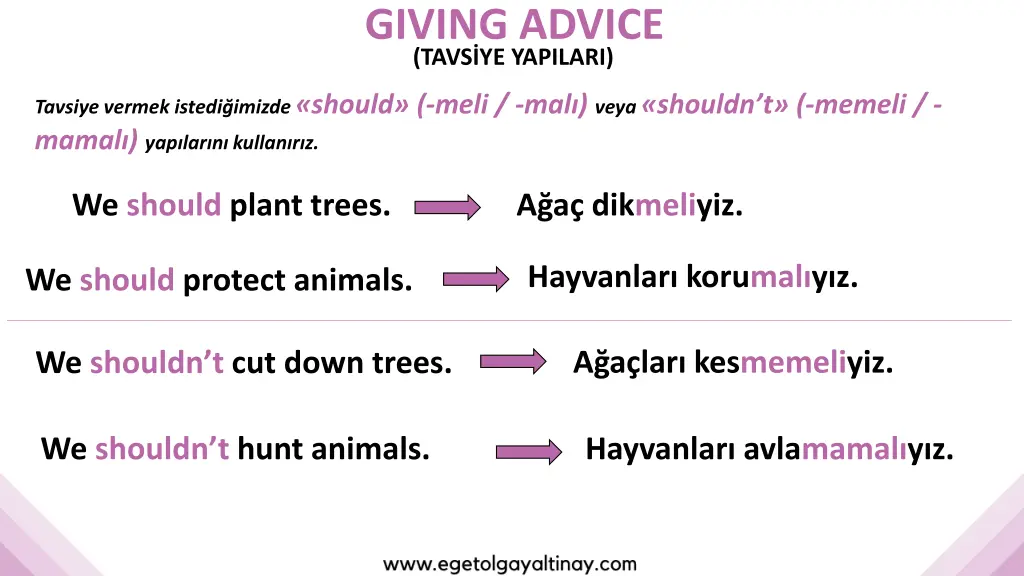 giving advice tavs ye yapilari 1