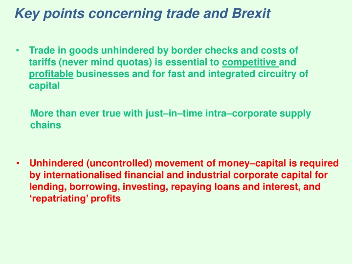 key points concerning trade and brexit