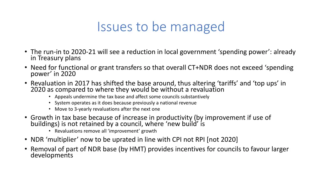 issues to be managed