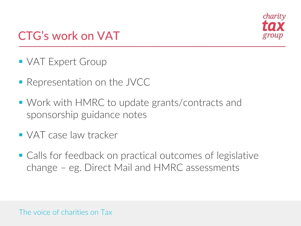 ctg s work on vat