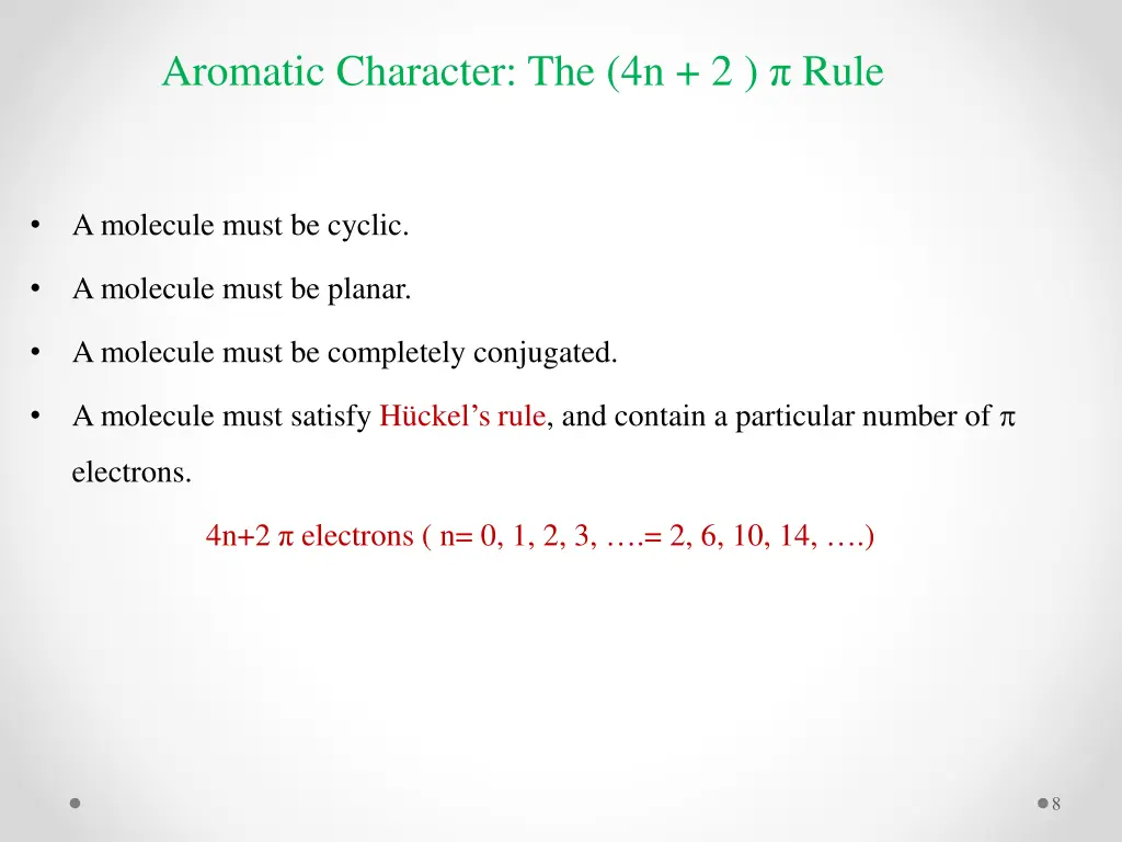 aromatic character the 4n 2 rule