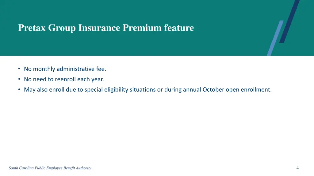 pretax group insurance premium feature 2