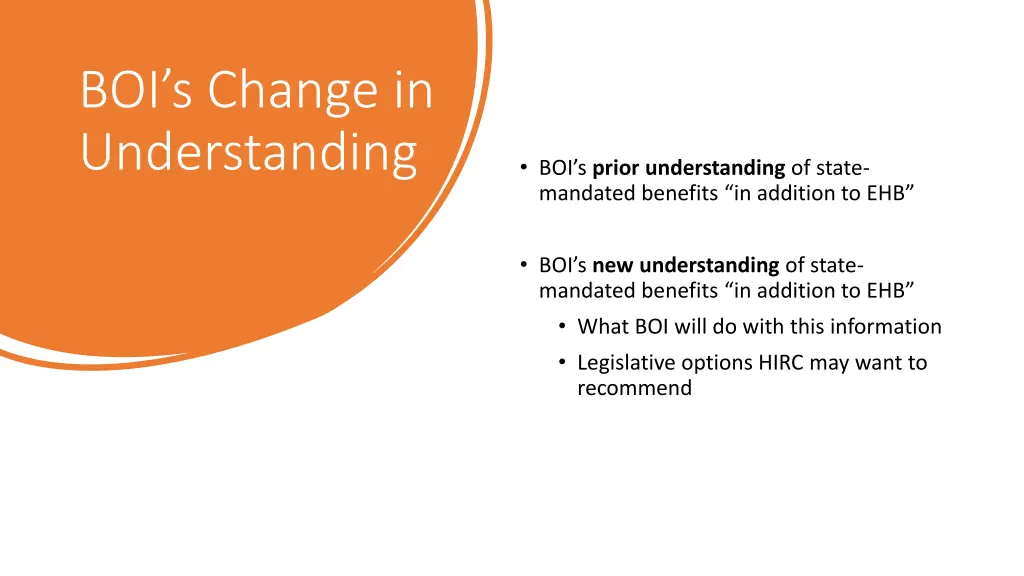 boi s change in understanding