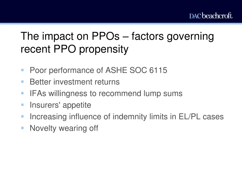 the impact on ppos factors governing recent