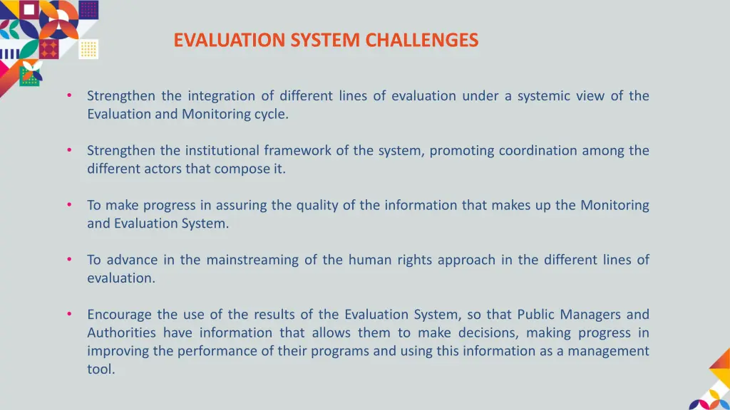 evaluation system challenges