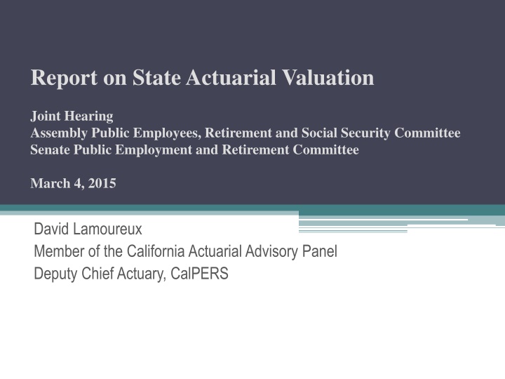 report on state actuarial valuation