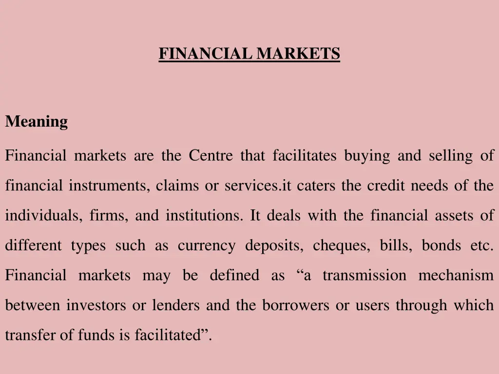 financial markets
