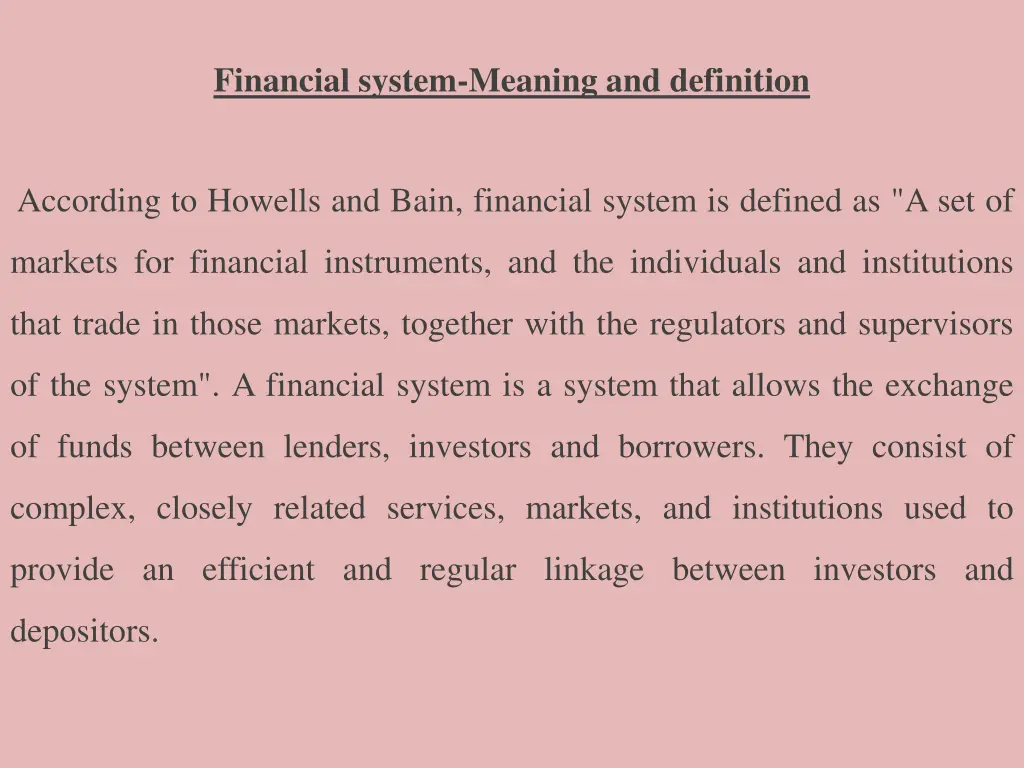 financial system meaning and definition