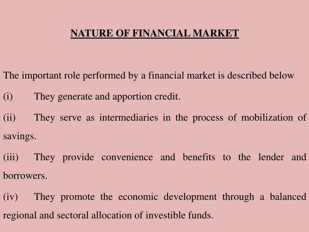 nature of financial market