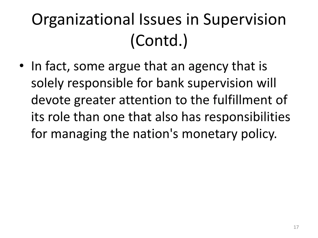 organizational issues in supervision contd 1