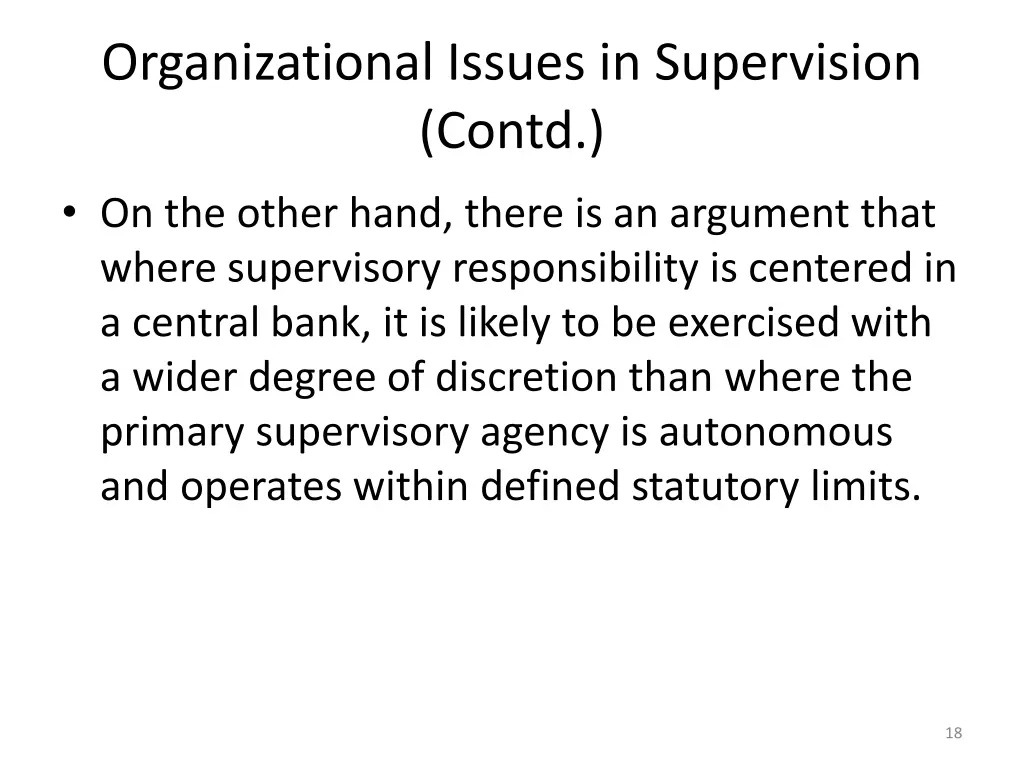 organizational issues in supervision contd 2