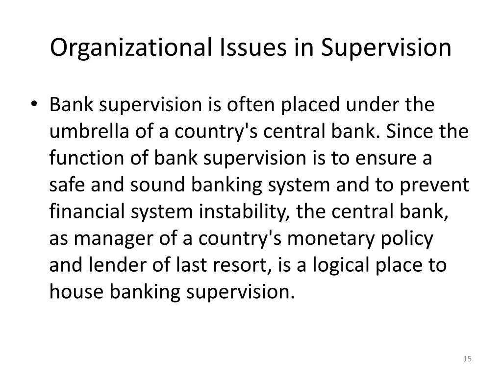 organizational issues in supervision