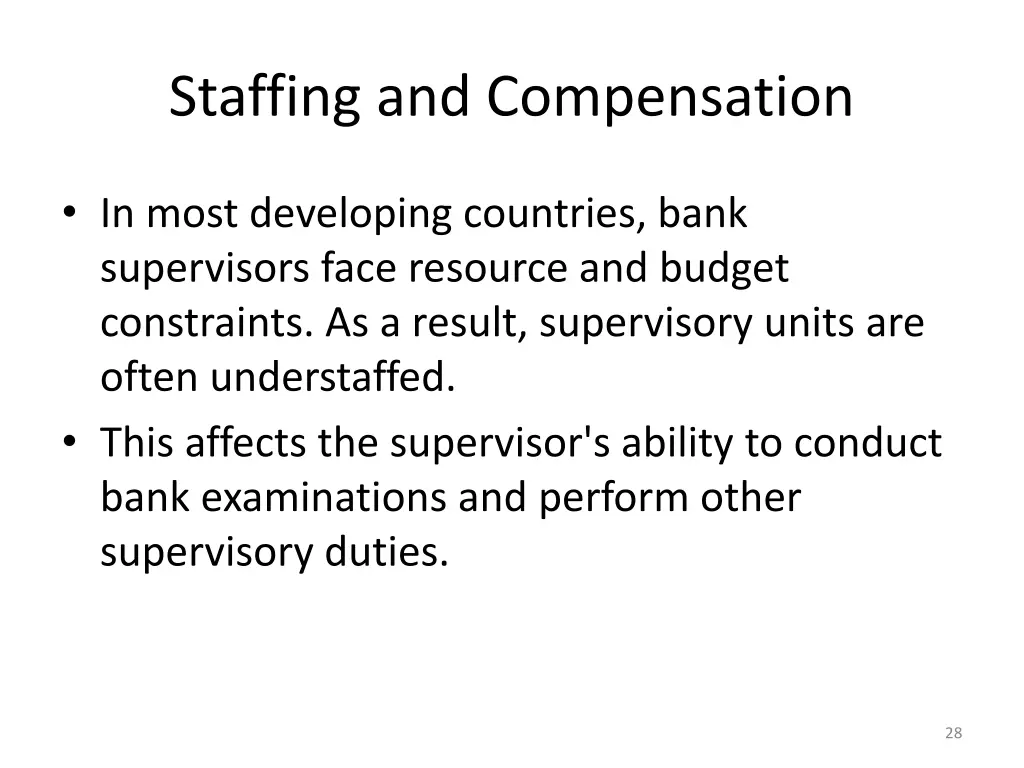 staffing and compensation