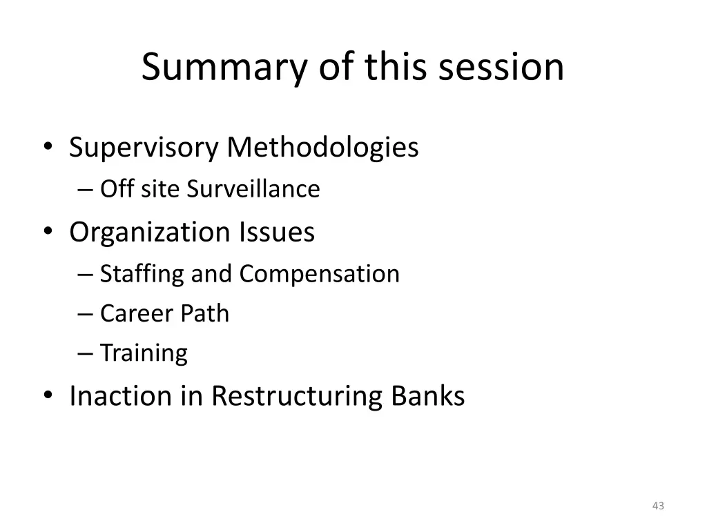 summary of this session