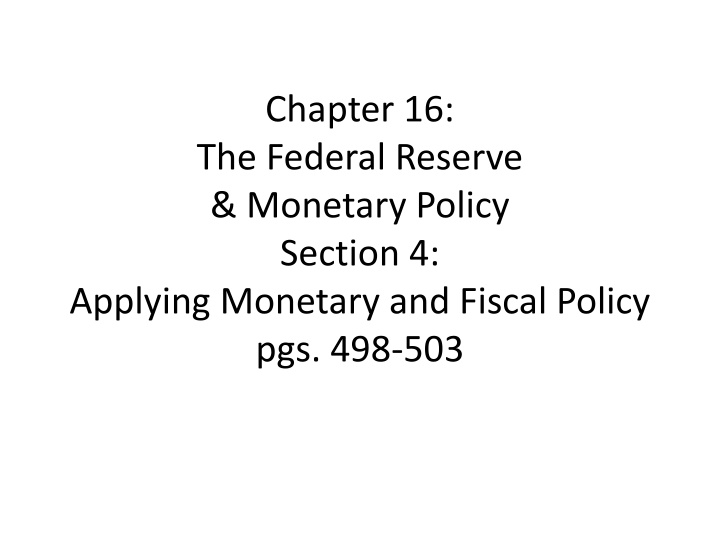 chapter 16 the federal reserve monetary policy