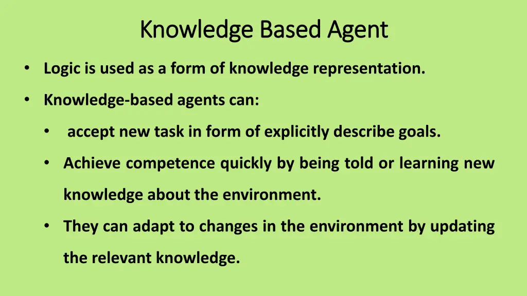 knowledge based agent knowledge based agent 1