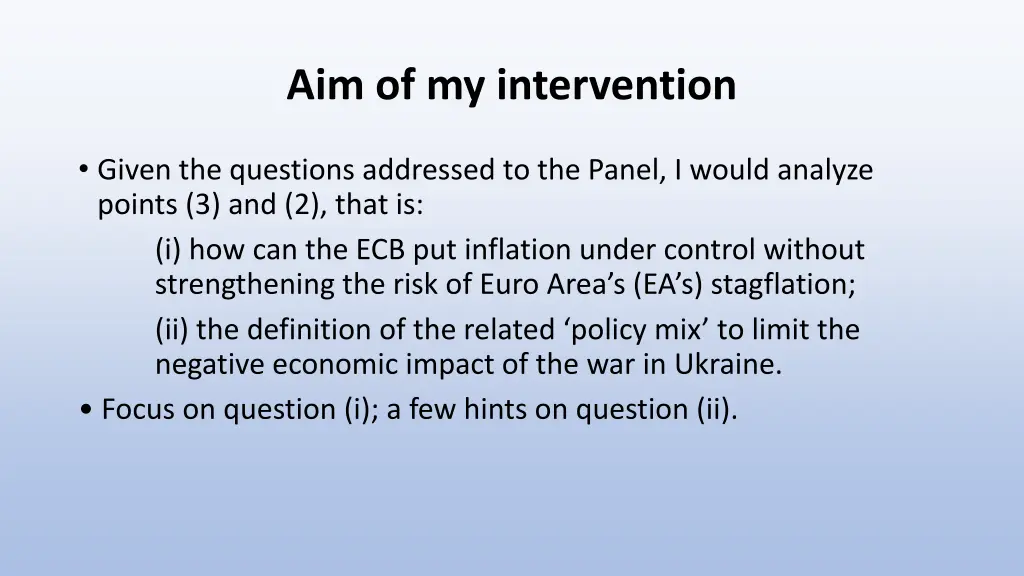 aim of my intervention