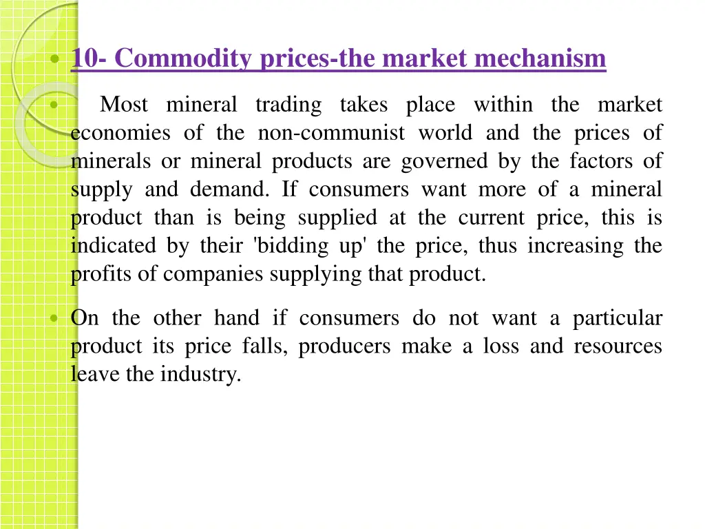 10 commodity prices the market mechanism