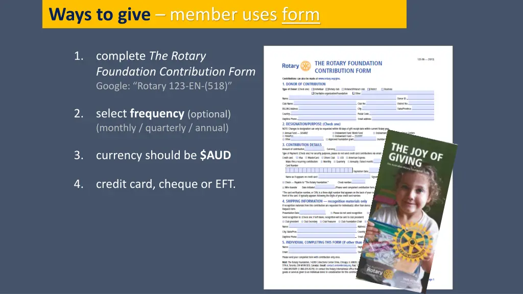 ways to give member uses form