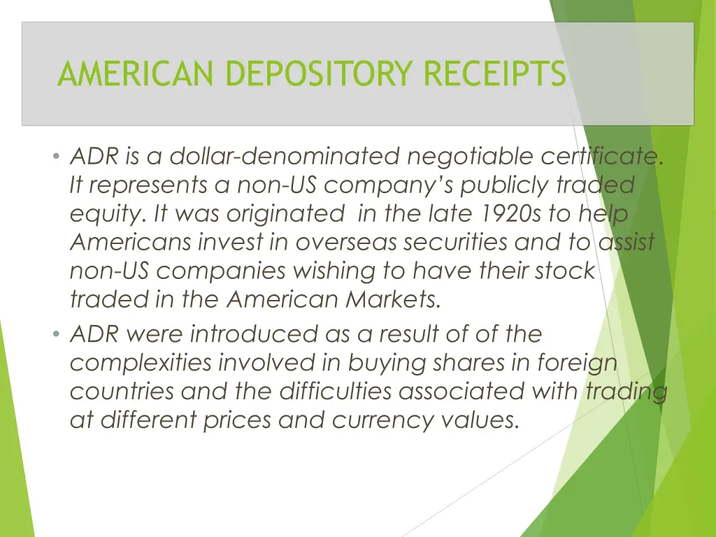american depository receipts