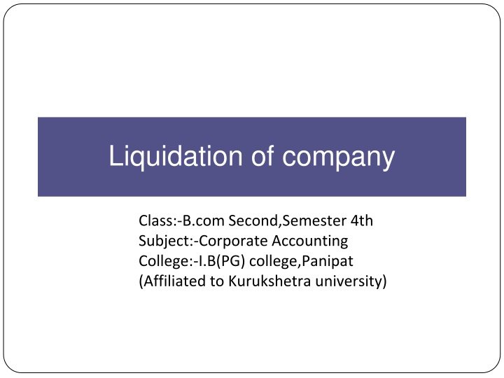 liquidation of company